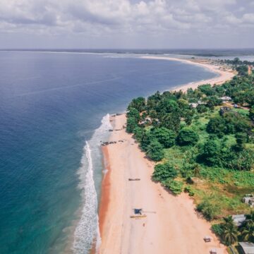 An Aerial Landscape View Of The Seaside In Robertsport, Liberia,