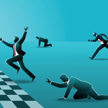 Illustration Of Businessmen Running Toward Finish Line