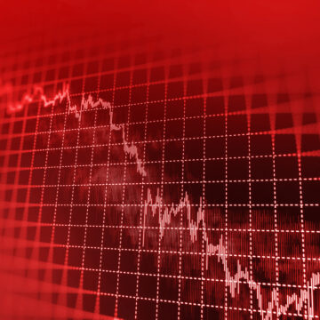 Stock Exchange Graph On Red Screen Showing Dramatic Loss