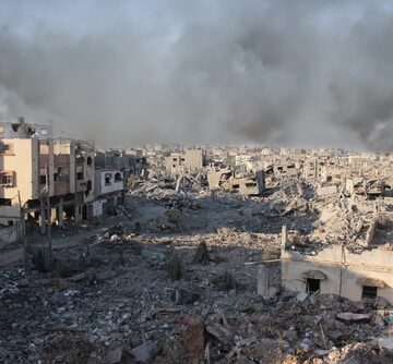Destroyed Buildings And Rubble In Gaza