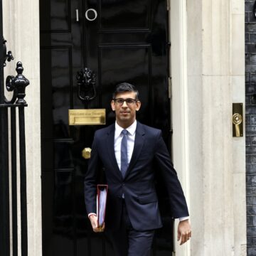Prime Minister of the United Kingdom, Rishi Sunak, Exiting 10 Downing Street In London, UK