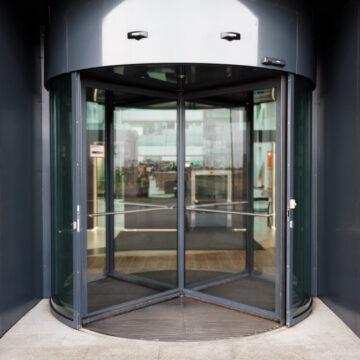 Revolving Door In Reception Of Office Building