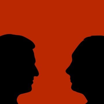 Illustration Of Silhouettes of Vladimir Putin and Volodymyr Zelensky