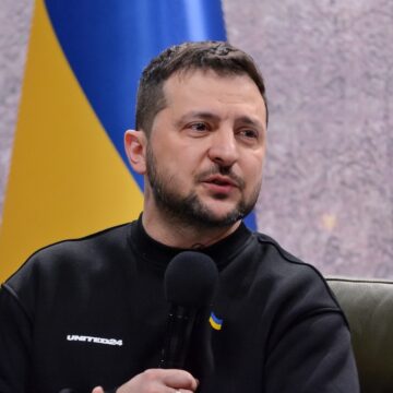 Kyiv,,Ukraine,-,20230224:,Ukrainian,President,Volodymyr,Zelenskyy,Speaks,To ZELENSKY PRAISES FRANCE, GERMANY FOR NEW DEFENSE AGREEMENTS TO HELP ENSURE WAR DRAGS ON