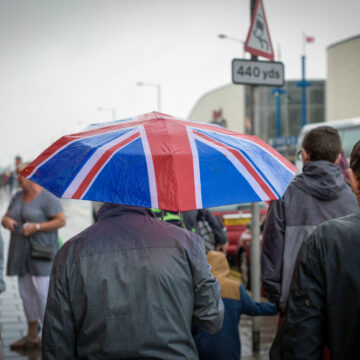 Skegness,lincolnshire,uk:,August,05th,2018.holiday,Makers,Make,The,Most,Of,A British Citizens Make The Most Of A Rainy Day In Skegness, Lincolnshire, UK