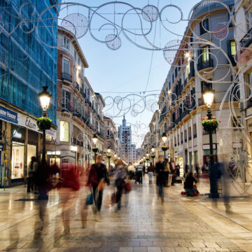 Calle Larios Shopping District In Malaga, Spain