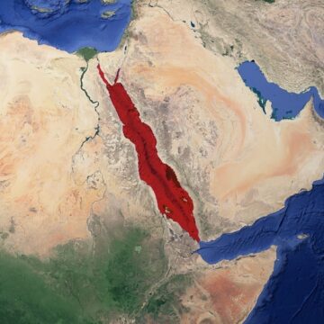 Red Sea Highlighted On A Map In Red