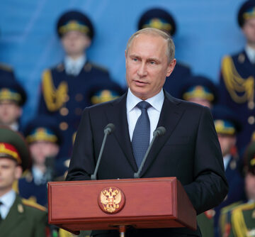President Vladimir Putin Speaking In Front Of Military Officers