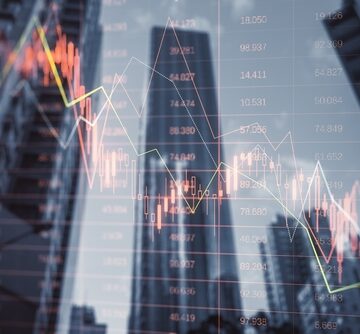 Concept Image Of Investing And Real Estate Market Crash With Down Arrow