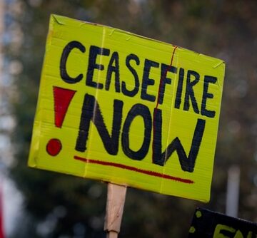 Protest Poster Which Says "Ceasefire Now!"