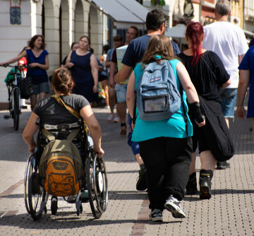 Baden-wurttemberg,,Germany,-,August,25,:,German,Disabled,People,And Obese Men And Women Walking On A Street