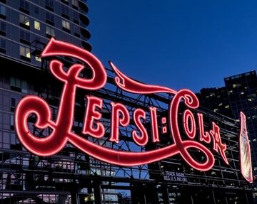 Iconic Neon Pepsi Sign In Long Island City, New York