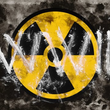 Text WWIII And Symbol Of Radioactivity On Dark Grunge Background
