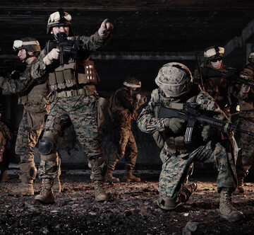 U.S. Marines Take A Defensive Position