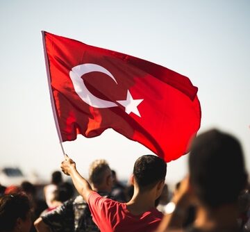 Close-up of Protester Waving Turkish Flag In Izmir, Turkey