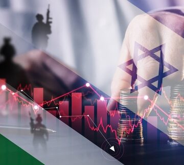 Hamas,Organization,Has,Declared,War,Israel.conflict,Between,Israel,And,Palestine Concept Graphic Of Conflict Between Israel And Palestine With Flags And Soldiers