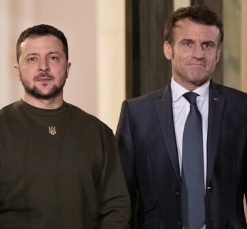 French President Emmanuel Macron And Ukrainian President Volodymyr Zelensky In Paris, France