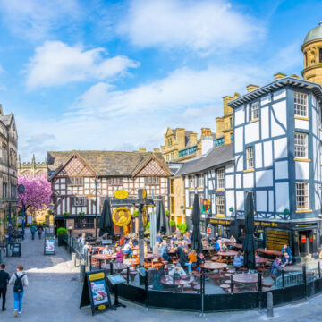 Quaint Village Setting At Former Corn Exchange Location In Manchester, England