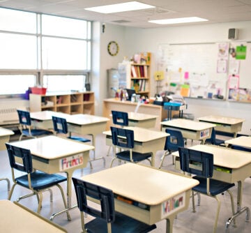 Classroom Empty Of Children And Teacher