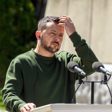 Ukraine President Volodymyr Zelenskiy Attends A Press Conference