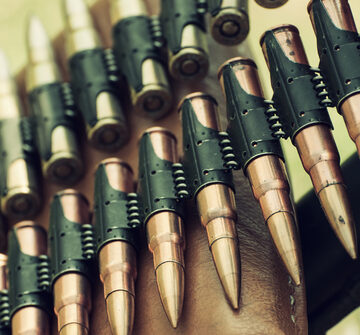 Bullets In Ammunition Belt For Machine Gun