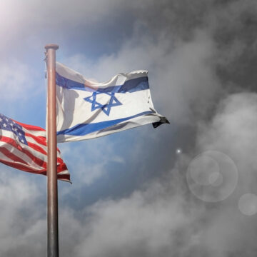 The U.S. And Israeli Flags Fluttering In The Wind