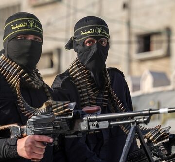 Al-quds Brigade Soldiers, A Paramilitary Armed Wing Of The Palestinian Islamist Organization Palestinian Islamic Jihad.