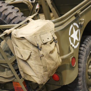 Supply Bag On The Back Of A U.S. Military Jeep