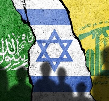 Flags Of Israel And Terrorist Organizations Hamas And Hezbollah Painted On A Concrete Wall