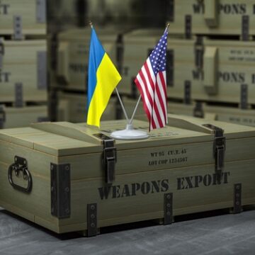 Crates Of Military Supplies With The Flags Of The U.S. And Ukraine On Top