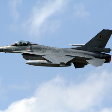 Belgium Air Force F-16 In Flight Near Kleine Brogel Air Base