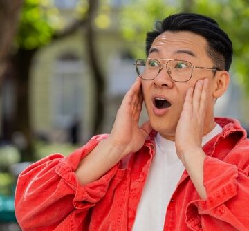 Startled Middle-Age Asian Man