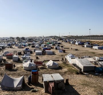 Displaced Palestinians Set Up Tents In Encampment