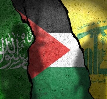 Flags Of Palestine And Terrorist Organizations Hamas And Hezbollah Painted On A Concrete Wall