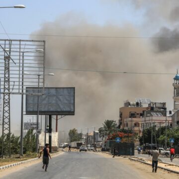 Smoke Rising After An Israeli Airstrike On The Nuseirat Camp