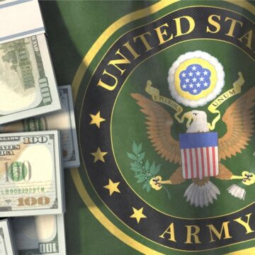 3d,Illustration,,Dollars,For,The,Us-army Illustration Of U.S. Dollars And The Seal For The U.S. Army