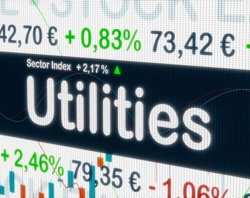 Utility Sector Index On Digital Stock Exchange Monitor With Market Data Price