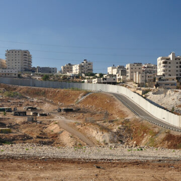 Panoramic View Of Israeli Security Fence Near Jerusalem Separating West Bank