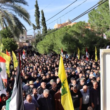 Hezbollah Supporters During Funeral Procession in Jwaya, Lebanon