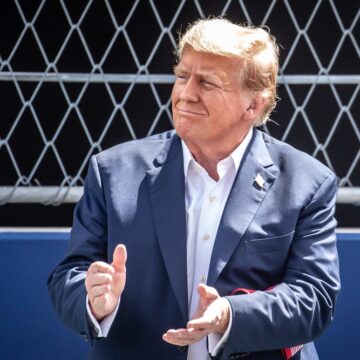 Former U.S. President Donald Trump Attending The Formula 1 World Championship In Miami, FL