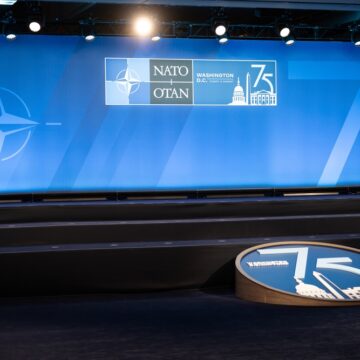 The Stage And Signage For The 75th Anniversary of the NATO Summit and the Future of the Alliance In Washington, DC