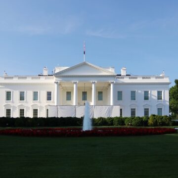 Front View Of The White House In Washington, DC
