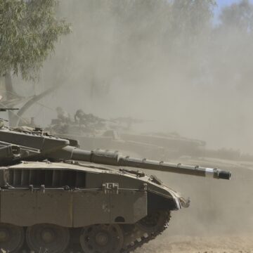 Israeli Merkava Tank Firing On The Gaza Strip