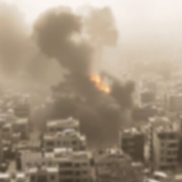 Blurred Image Of Bomb Exploding In Middle Eastern City