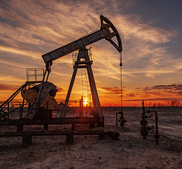 Oil,Pump,Rig.,Oil,And,Gas,Production.,Oilfield,Site.,Pump The Silhouette Of An Oil Pump Rig At Sunset