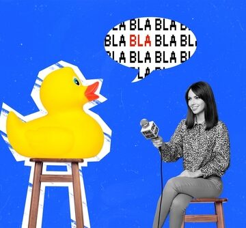 Abstract Collage Of Journalist Tackling Unique Interview