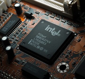 Closeup Of Intel Computing Chip On A Motherboard