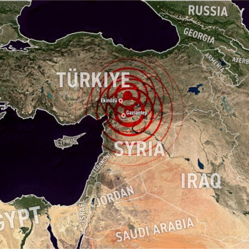 A Map With Bullseye Rings Marking Syria And Turkey