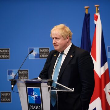 Boris Johnson, Former Prime Minister Of UK, During Press Conference After NATO Summit In Brussels, Belgium
