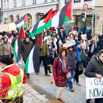 Dozens Of People Demonstrating For Ceasefire In Munich, Germany